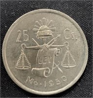 1950- 25cs Mexican coin