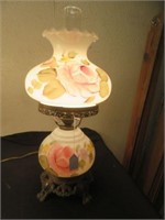 VINTAGE HAND PAINTED PARLOR LAMP 22.5"T