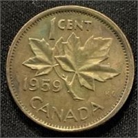 1959- Canadian 1 cent coin
