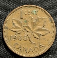 1963- Canadian 1 cent coin
