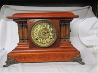 ANTIQUE GILBERT MANTLE CLOCK WITH COLUMNS AND
