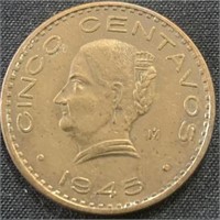 1945- 5 cent Mexican coin
