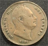 1836- Guliemus head  United Kingdom coin