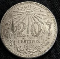 1942- 20 cent Mexican coin