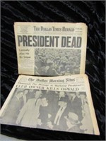 (2) ORIGINAL 1963 JFK ASSASSINATION NEWSPAPERS