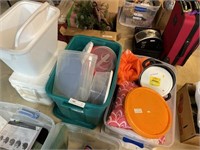 3 Boxes Kitchenwares, Plastic Containers