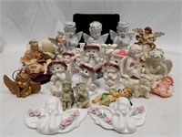 large box lot of mostly angel figurines
