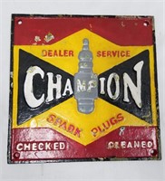 cast iron advertising sign depicting champion spar