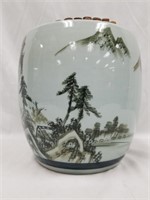 lot of 2: hand painted Japanese urn and a small ba