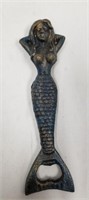 Cast iron mermaid shaped bottle opener 7"