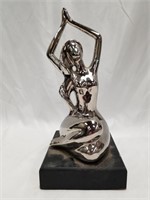 Art deco inspired figurine of a seated nude on a w
