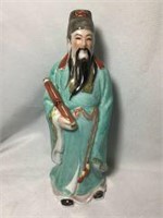Chinese Wise Man with Scroll Statue signed