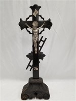 wooden crucifix 17 1/2" tall some damage         (