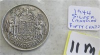 1944 Silver Canadian Fifty Cents Coin