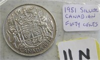 1951 Silver Canadian Fifty Cents Coin