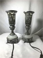 Vintage Table Torchiere Lamps - Pair