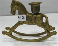 Brass Rocking Horse Candleholder