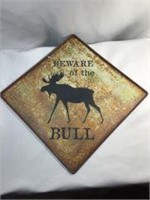 Metal Beware of the Bull Sign