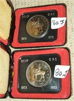 2 Canadian RCMP One Dollar Coins with Cases -1973