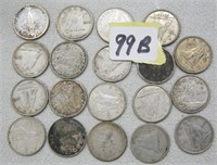 19  Silver Canadian Ten Cents Coins