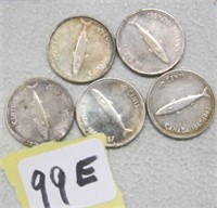 5  Canadian Silver Fish Ten Cents