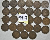 27 Canadian One Cents Coins