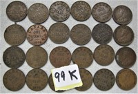 24 Canadian One Cents Coins