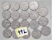 19   Canadian 1931 Five Cents Coins