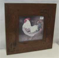 Kathryn White Rooster-Wooden Frame