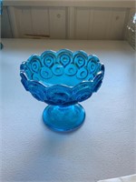 Small blue glass dish