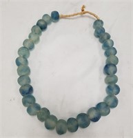 24" strand of large blue sea glass beads     (P 22