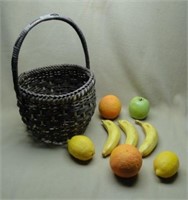 Vintage Stone Fruit and basket