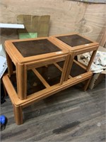 lot of three, glass top coffee table, and matching
