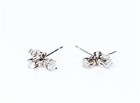 Jewelry 2 Pair 10k White Gold Diamond  Earrings
