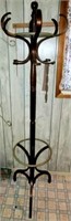 Vintage Wooden Coat Rack with Umbrella Stand