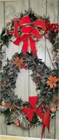 Pair of Decorative Christmas Holiday Wreaths