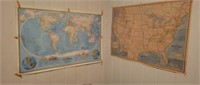 Lot of 2 vintage world paper maps