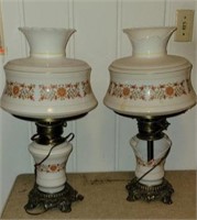 Pair of union made hand painted lamps