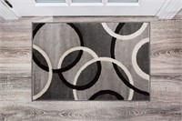 Modern Wavy Circles Design Area Rug 2' x 3' Gray