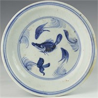 A Blue and White Fish and Algae Dish