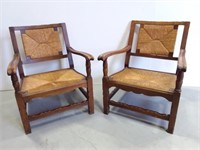 Antique Original Oak Rush Chairs