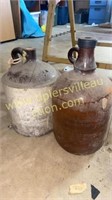 Stoneware jug and amber jug