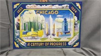 Modern embossed Chicago sign
