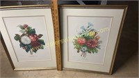 Pair of vintage style floral prints