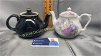 Small hall pottery and bone China teapots