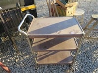 Vintage Metal Cart on Wheels w/ Electrical Outlets