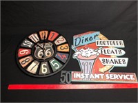 Diner Sign & Route 66 Clock