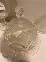 (3) covered glass dishes