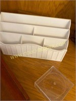 plastic mail sorter, wood box, acrylic box