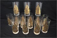 Gold & Rhinestone Christmas Glasses